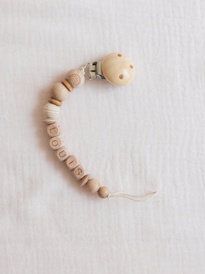 Wooden pacifier clip