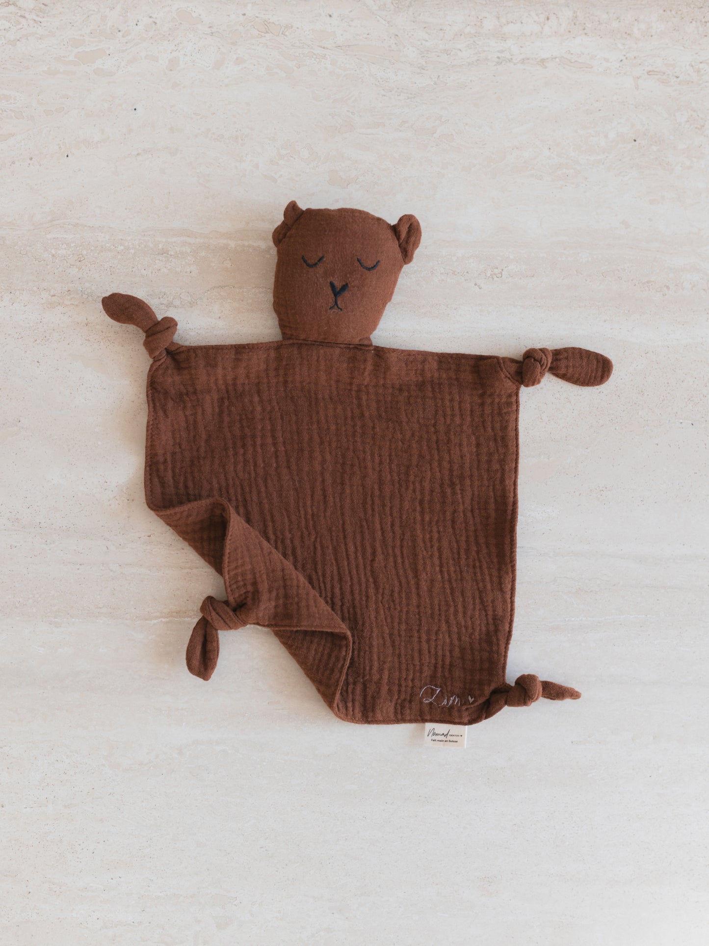 Doudou ours en gaze de coton