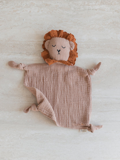 Doudou lion en gaze de coton