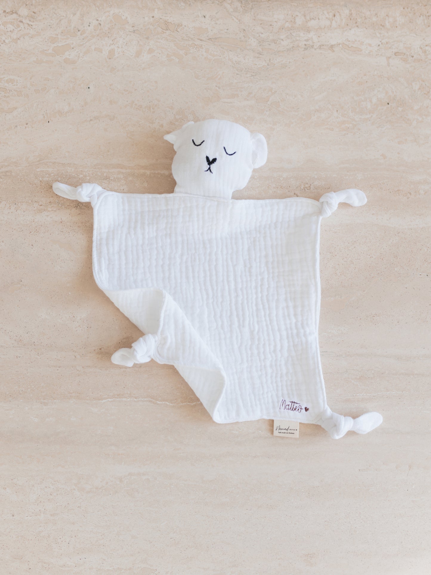 Doudou ours en gaze de coton